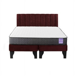 5° Sueño - Cama Europea 2 Plazas + Respaldo Tubular Negro Burdeo