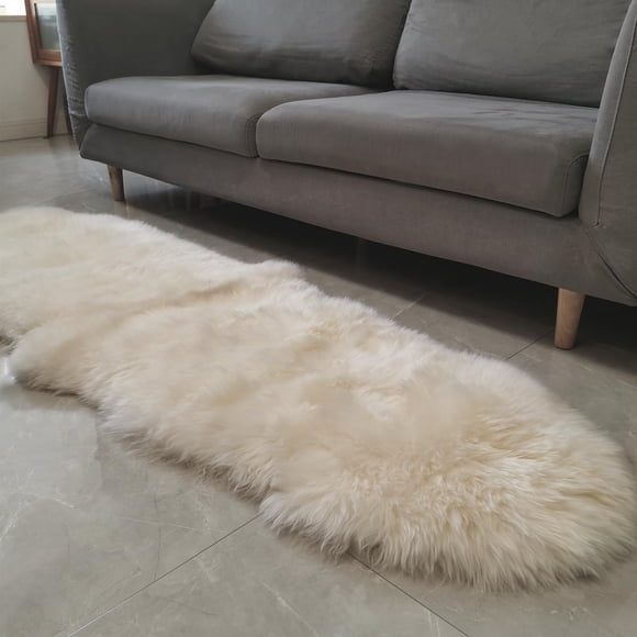 Alfombra de piel de oveja Kopal, auténtica piel de cordero australiana, 60 x 180 cm