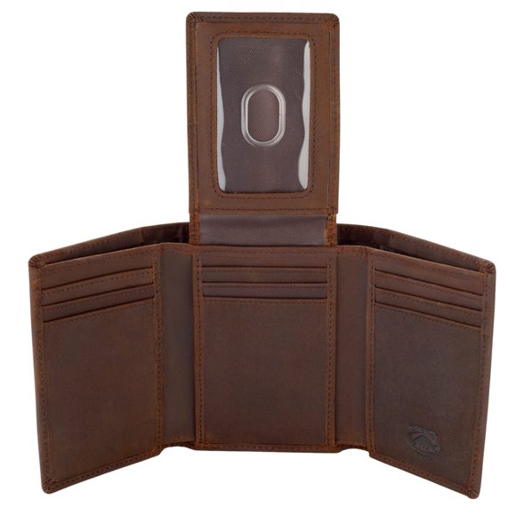 Billetera de piel triple en modo sigiloso para hombre con bloqueo RFID