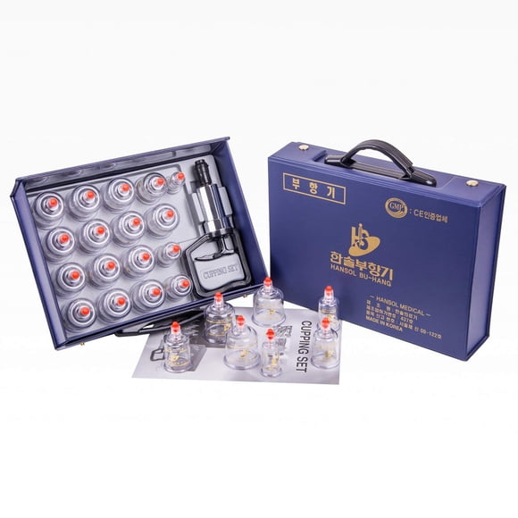 Set de equipos de terapia con ventosas Hansol con bomba, 17 tazas