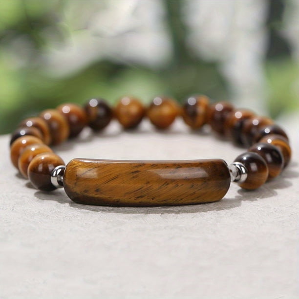 1pc Natural Semi-Precious Stone Rectangular Body Energy Yoga Bracelet