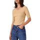 thumbnail image 4 of INSPIRE CHIC Camiseta de Mujer con Cuello en V, Manga Corta, Elástica, Ligera, Básica y Casual, Talla M, Color Albaricoque, 4 of 6