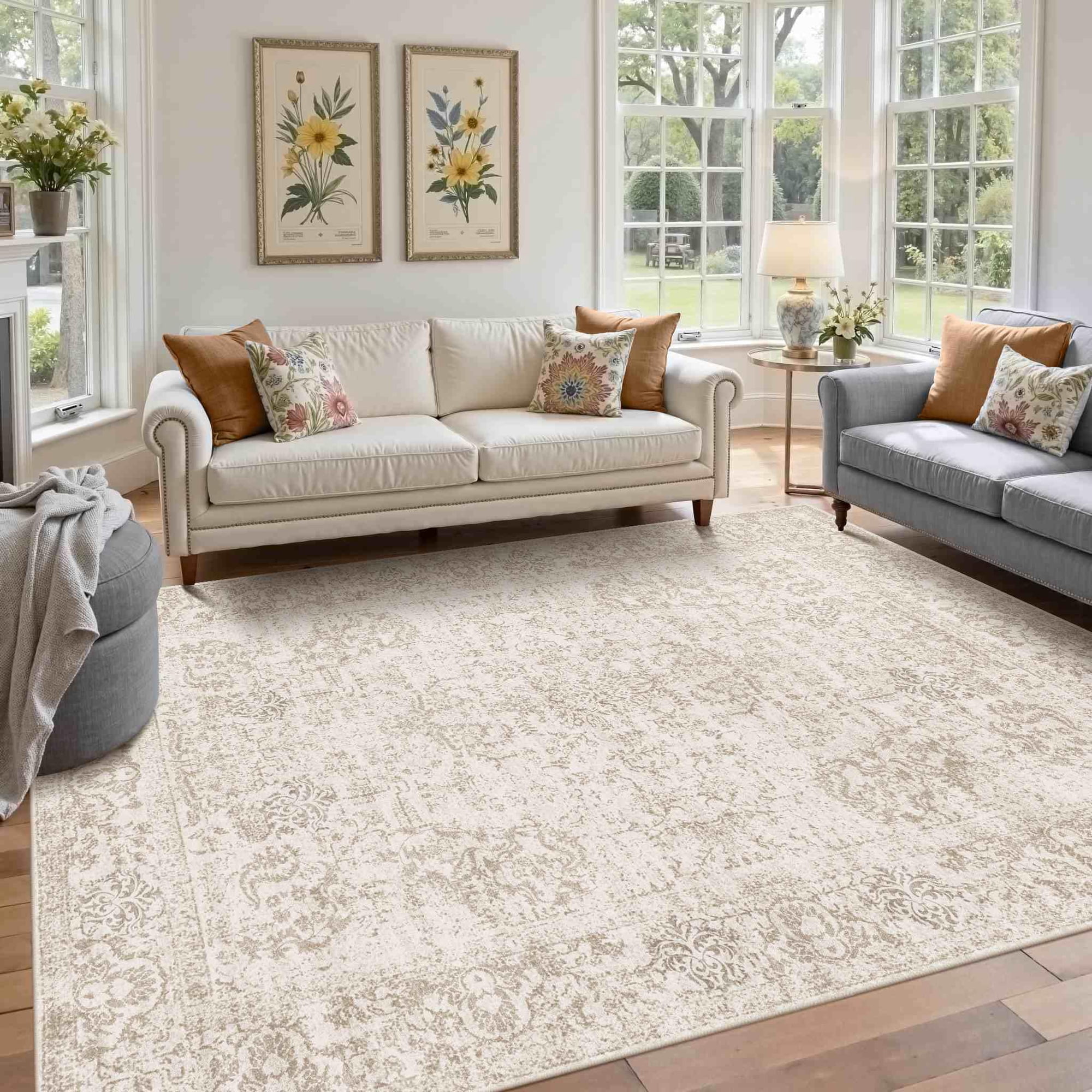 Alfombra Rugxara 160 X 230 Cm Marrón Claro Vintage