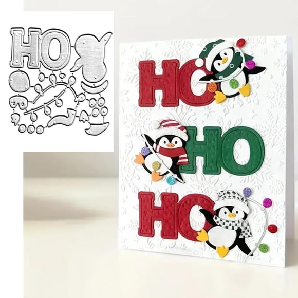 Troqueles metálicos DuuFounG marco de pingüino navideño 9 x 8,8 cm