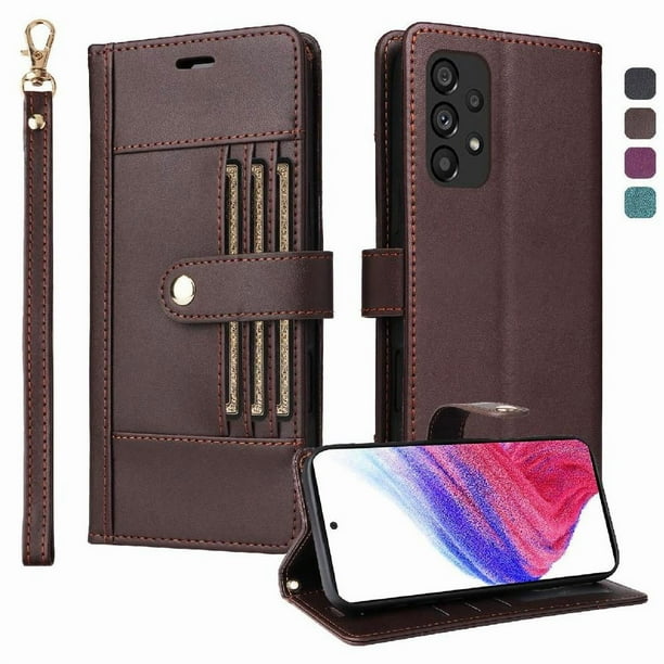 FOXDOCK Funda tipo Cartera para Samsung Galaxy A13 4G – Cubierta de Cuero PU con Múltiples Ranuras, Bolsillo para Efectivo y Correa de Muñeca