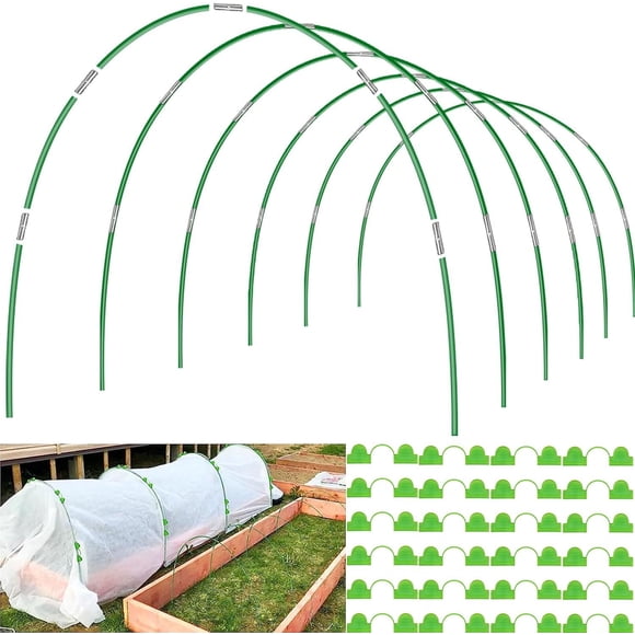 Garden Hoops FubeGi 36 piezas de fibra de vidrio de 2,4 m con 24 clips