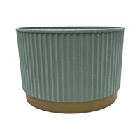 Fliperex - Macetero Plastico Redondo Bajo Premium Verde Base Dorado Verde