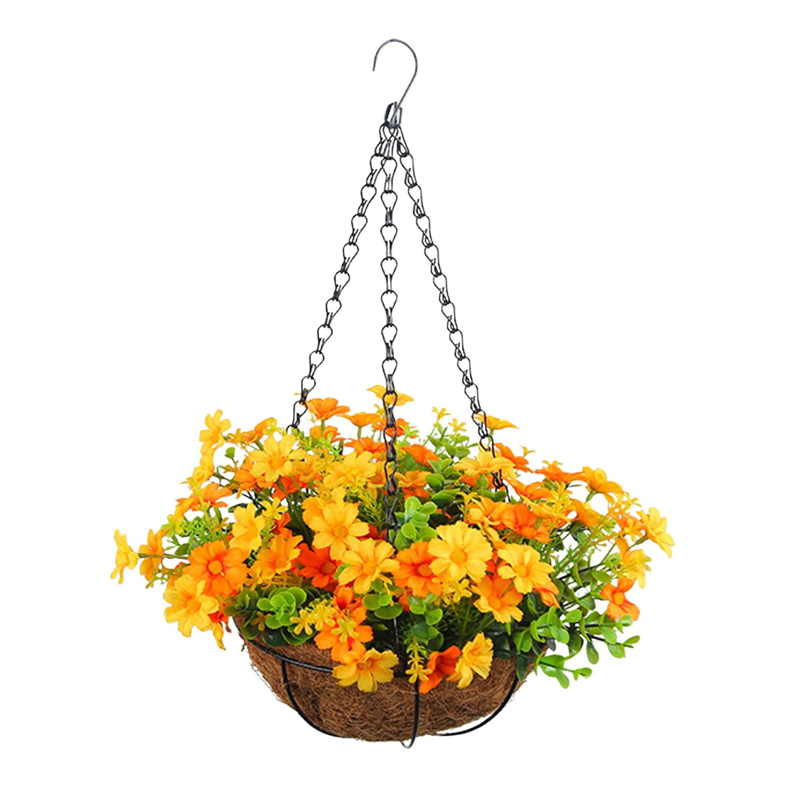 Magideal - Cesta Colgante De Flores De Margaritas Artificiales, Decoración De Plantas Colgantes Falsas, Maceta Colgante Con Cadena Para Césped, Porche, Balcón, Naranja