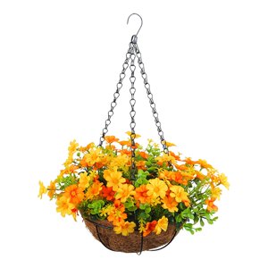 Magideal - Cesta Colgante De Flores De Margaritas Artificiales, Decoración De Plantas Colgantes Falsas, Maceta Colgante Con Cadena Para Césped, Porche, Balcón, Naranja