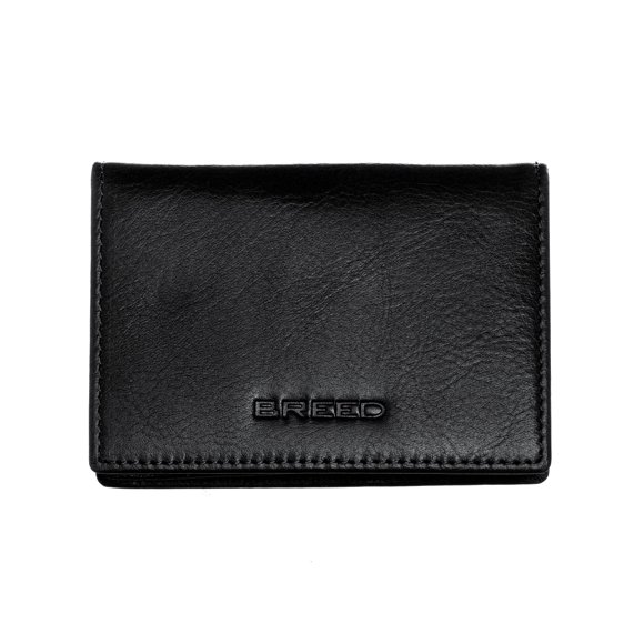 Wallet Breed Porter de piel auténtica con doble pliegue, color negro