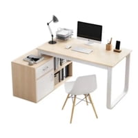 Genérico - Escritorio De Trabajo Forma L Con Cajones Arce