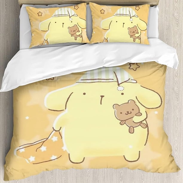 Anime cartoon cute pomporpurin bed set warm and comfortable kawaii bedding set soft microfiber 3 piece bedclothes for Boys Girls kids twin duvet cover with pillowcases