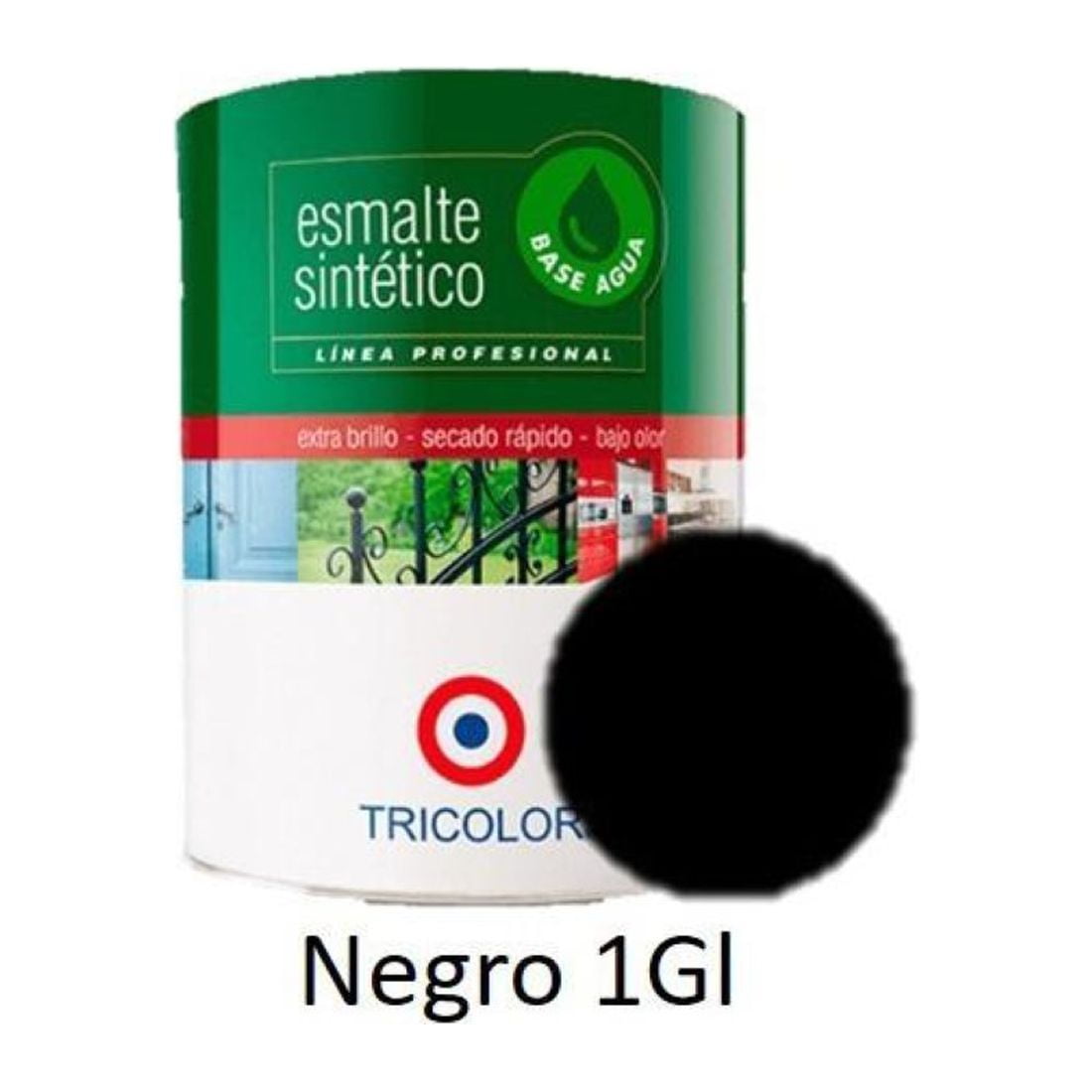 Esmalte Sintetico Base Agua Tricolor Negro 1 Gl