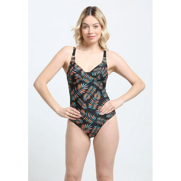 Traje De Baño Enterito Básico Estampado Verde M