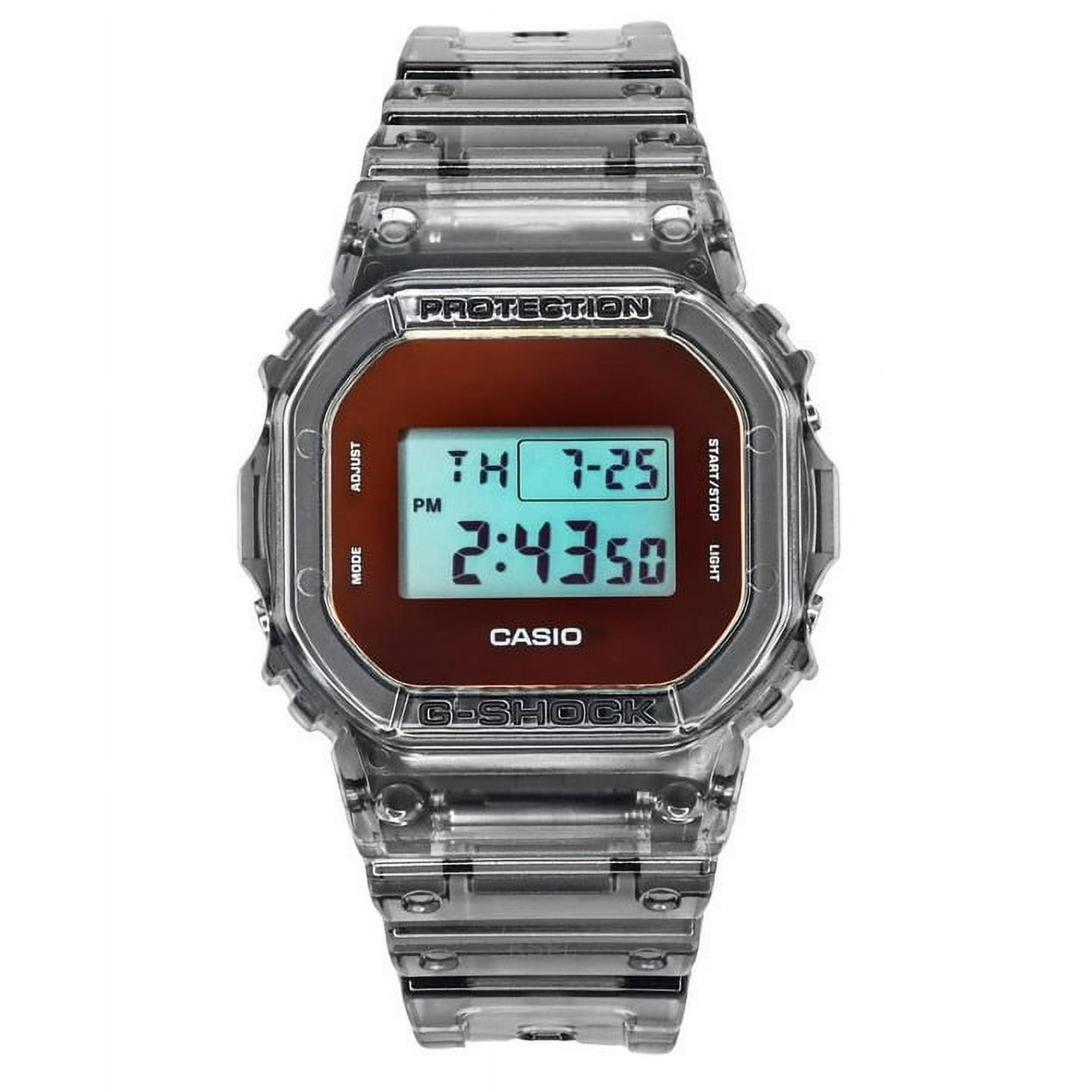 Casio - Reloj G-shock Digital Correa De Resina Translúcida Gris Cuarzo Dw-5600tls-8 200m Para Hombre