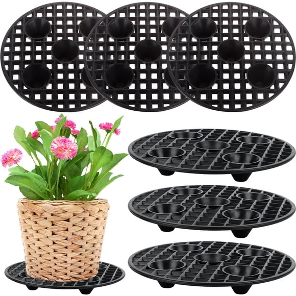 Soporte para macetas JiaUfmi de 20 cm, negro, plástico, 6 piezas