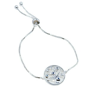 Nordvik London - Pulsera Árbol De La Vida Circonita Azul En Plata 925, Ajustable