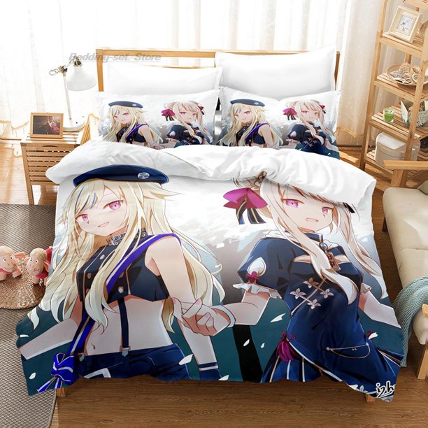 VTuber Ninomae Bedding Set Bed Set Aldult Kid Bedroom Duvetcover Sets Kawaii