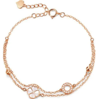 Genérico - Pulsera Trébol 4 Hojas Oro Rosa Plata S925