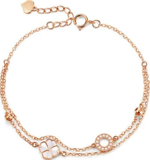 Genérico - Pulsera Trébol 4 Hojas Oro Rosa Plata S925