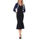 thumbnail image 2 of INSPIRE CHIC Chaqueta de Noche para Mujer con Ribete de Lentejuelas, Manga 3/4, Frente Abierto, Corta de Chifón, Azul Oscuro S, 2 of 6