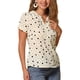 thumbnail image 4 of INSPIRE CHIC Blusa de Mujer con Estampado de Puntos para Regreso a Clases, Cuello en V, Manga Corta, Top para el Trabajo, Talla L, Negro-Albaricoque, 4 of 6