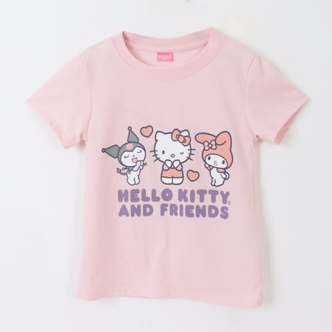 Polera Manga Corta Niña Rosado Friends & Hello Kitty