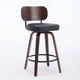 thumbnail image 2 of Swivel Bar Stools Set of 2, 26" Upholstered Faux Leather Counter Height Barstools with Walnut Back & Bentwood Legs, Mid Century Modern Bar Chairs Island Stools for Kitchen Counter, Black PU, SW1864BK, 2 of 3
