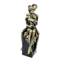 Magideal - Familia Estatua Escultura Decoración Resina Ornamento Moderno Diseño Rústico Familiar Adecuado Para Regalo Día De La Madre Decoración De Dormitorio Y Oro Negro