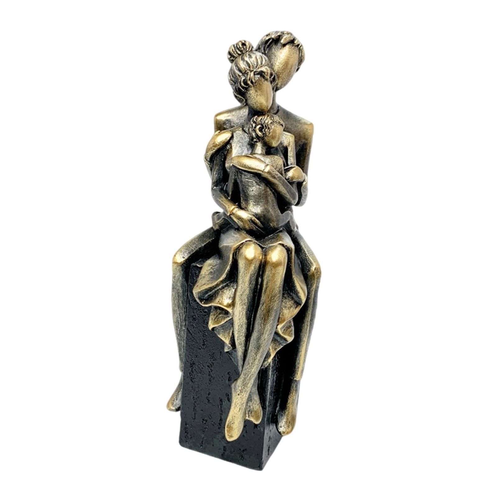 Magideal - Familia Estatua Escultura Decoración Resina Ornamento Moderno Diseño Rústico Familiar Adecuado Para Regalo Día De La Madre Decoración De Dormitorio Y Oro Negro