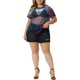 thumbnail image 2 of Top de Fiesta para Mujer de Talla Grande Agnes Orinda Blusa Transparente de Malla Holográfica 1X Negro Púrpura, 2 of 6
