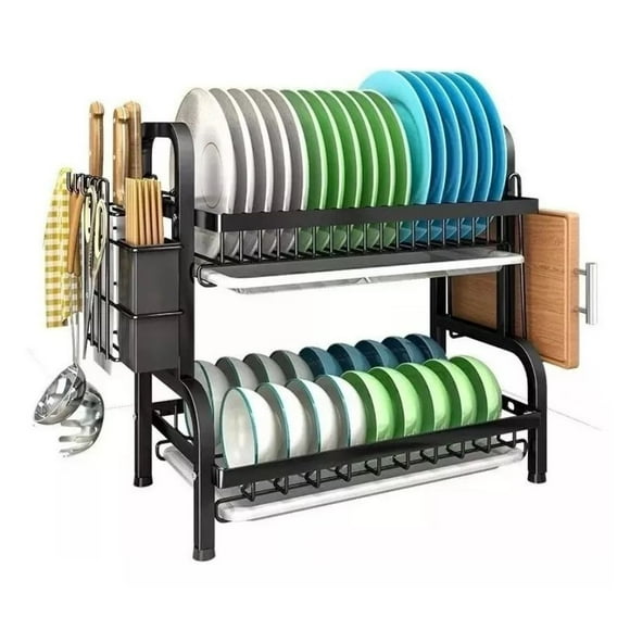 Escurridor De Platos 2 Niveles De Metal Acero Inoxidable