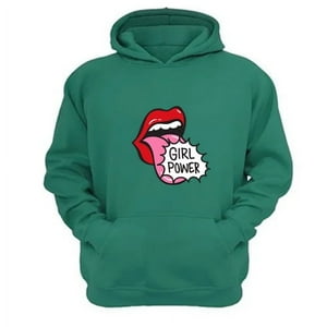 Genérico - Polerón Canguro Girl Power Verde Aguamarina Talla M Unisex