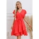 thumbnail image 1 of Vestido Corto Mujer Manga Corta Casual Eventos Cuello V 3332, 1 of 3