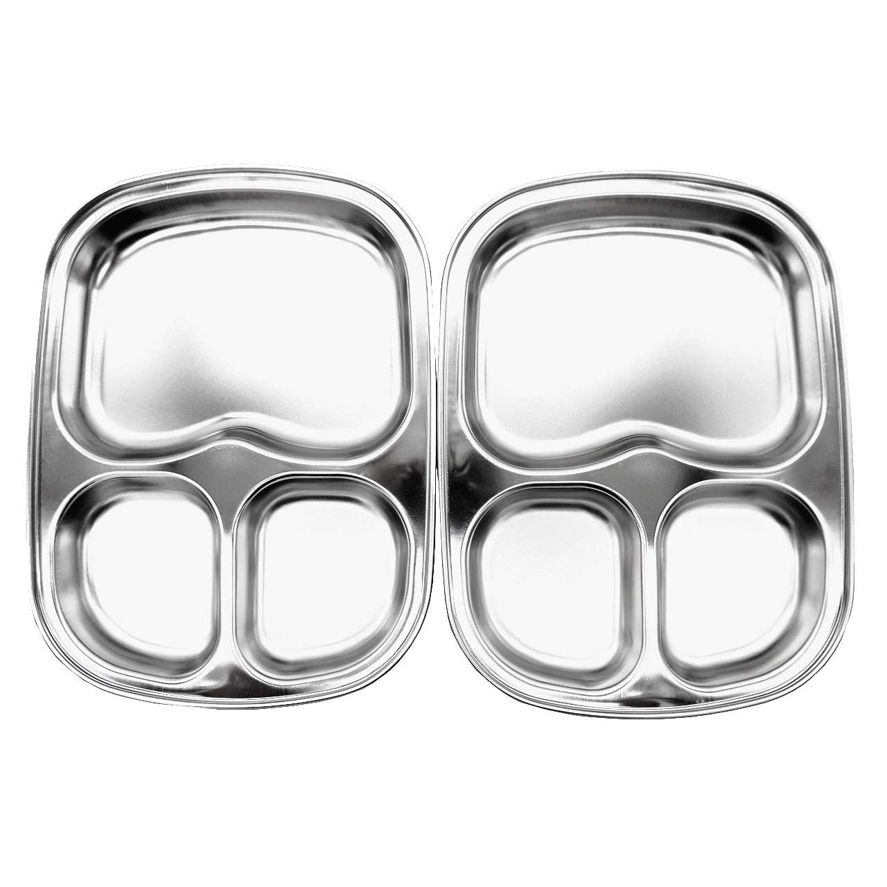 Ks&e - Juego De 2 Bandejas Divided Plate Fam De Acero Inoxidable Con 3 Compartimentos