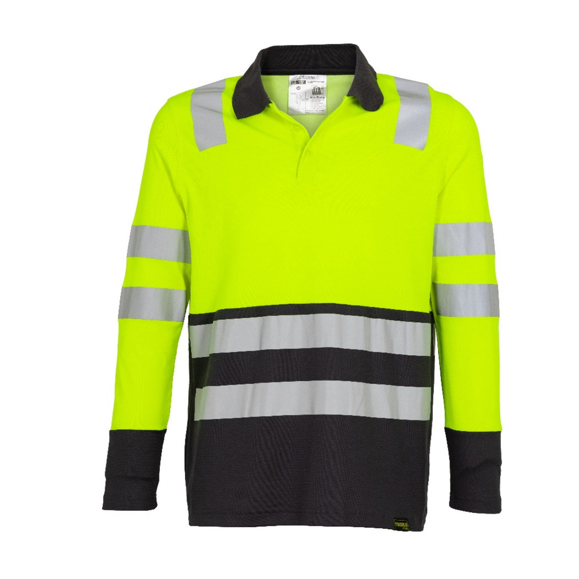 T-world - Polera Polo Hibrida Hi-vis Bi Color Manga Larga Hombre Amarillo