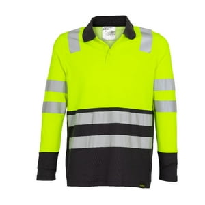 T-World - Polera Polo Hibrida Hi-Vis Bi Color Manga Larga Hombre Amarillo