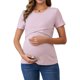 thumbnail image 1 of INSPIRE CHIC Camisetas de lactancia de manga corta de punto acanalado para mujer, top de lactancia cruzado para maternidad, pequeño, rosa gris, 1 of 6