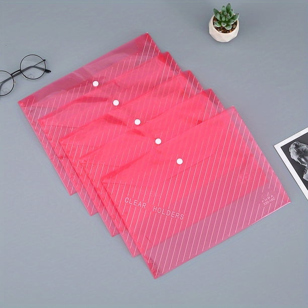 10pcs A4 File Bags - Transparent, Diagonal Test Paper Buckle Storage - Perfect Office Organizer & Back To School Supplies