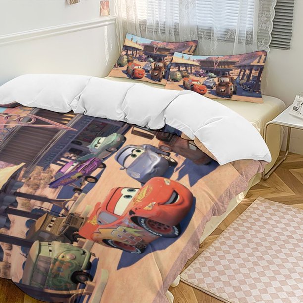Cartoon Cars Lightning McQueen Boys 3Piece Twin Bedding Set