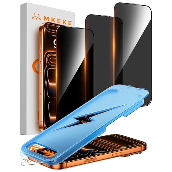 Protector de pantalla Mkeke para iPhone 17 Pro, 3 unidades, privacidad, 6.3"