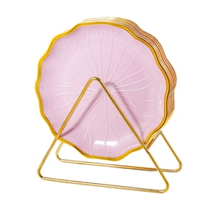 Magideal - Juego De 6 Platos, Plato Para Servir Ensalada, Plato Reutilizable Para Aperitivos, Plato De , Platos De Cena Para Camping, Restaurante, Cocina De Rosa