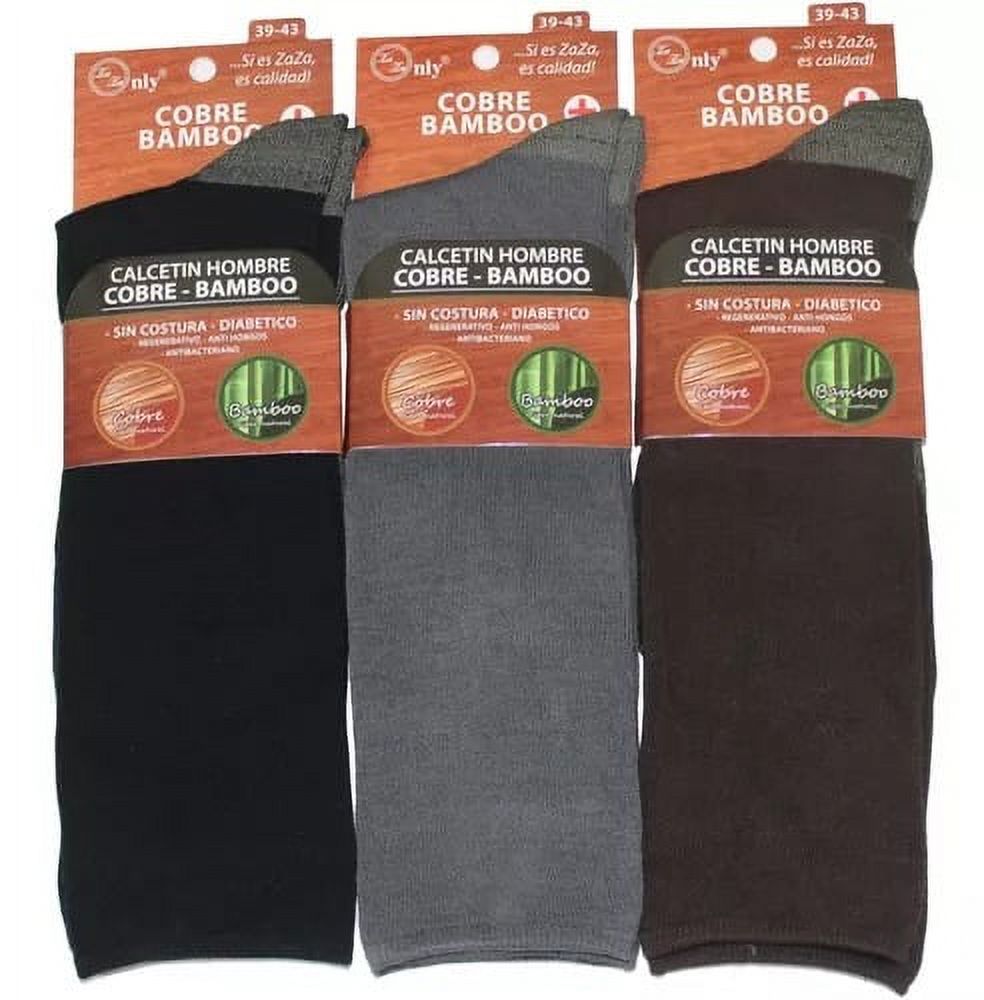 Only Zaza - Calcetín De Bamboo + Cobre Para Hombre - Diabético - Sin Costuras - Docena