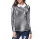 thumbnail image 5 of INSPIRE CHIC Blusa casual de manga larga para mujer con cuello de muñeca a rayas en contraste, elástico en la espalda, talla S, color negro, 5 of 8