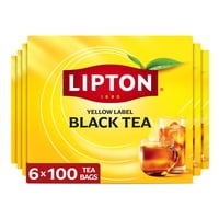 Bolsitas De Té Negro Lipton Yellow Label, Paquete De 600 Con Alto Contenido De Cafeína
