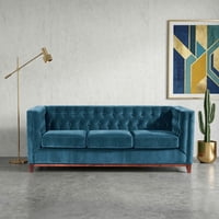 Latam Home - Sofá Roma 3C Tela Velvet Azul Petróleo