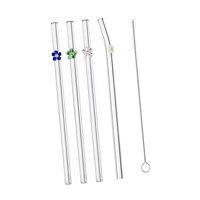 Bothyi - Juego De 5 Pajitas De Vidrio Reutilizables Fáciles De Limpiar Para Regalo De Niñas Té Helado De Agua