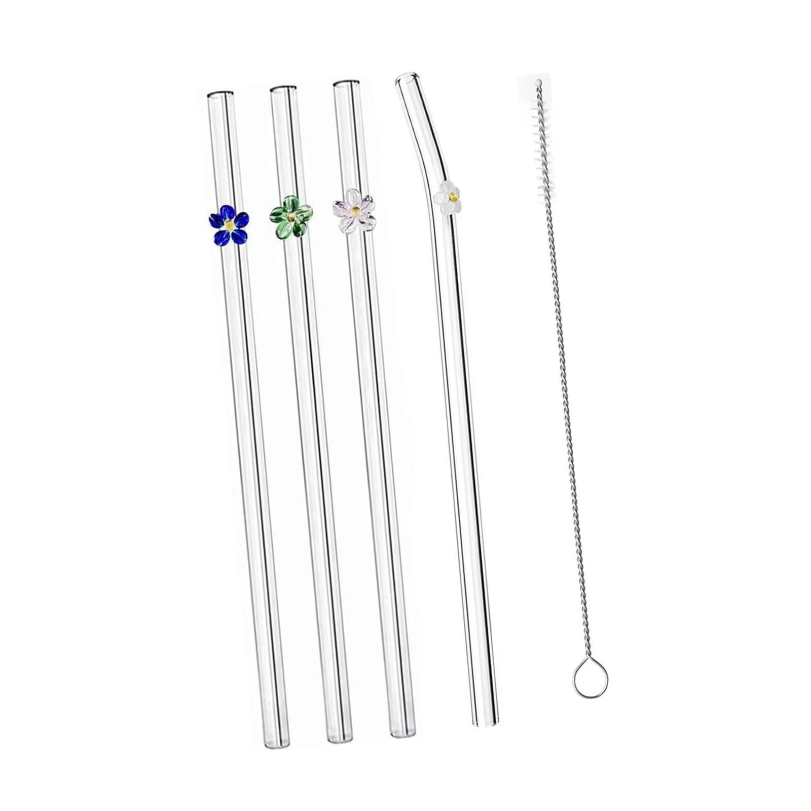 Bothyi - Juego De 5 Pajitas De Vidrio Reutilizables Fáciles De Limpiar Para Regalo De Niñas Té Helado De Agua