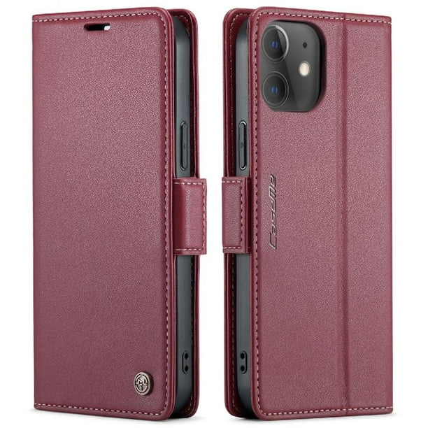CaseMe tipo cartera iPhone 12 Mini con cierre magnético, RFID, tarjetero, soporte, carga inalámbrica