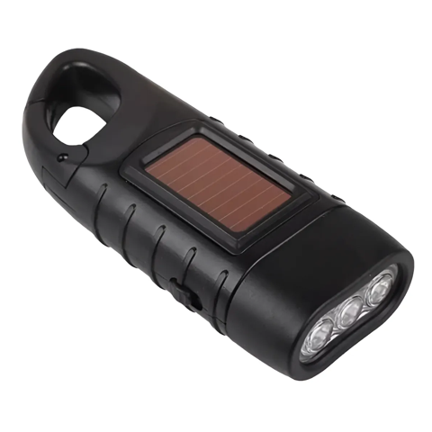 Genérico - Linterna Recargable Con Dinamo Y Panel Solar Para Camping